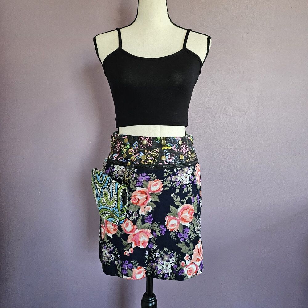 OS SoHo Chick Vintage Y2K 2000s Boho Streetwear Reversible Wrap Cargo Skirt
